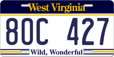 WV license plate 8OC427