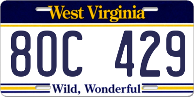 WV license plate 8OC429
