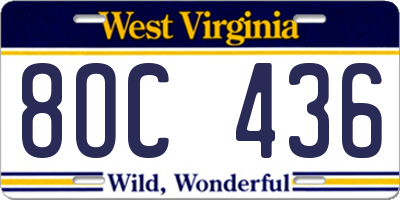 WV license plate 8OC436