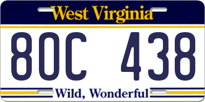 WV license plate 8OC438