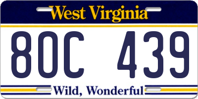 WV license plate 8OC439