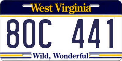 WV license plate 8OC441