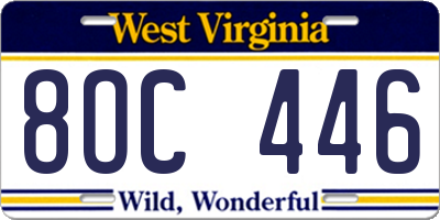 WV license plate 8OC446