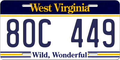 WV license plate 8OC449