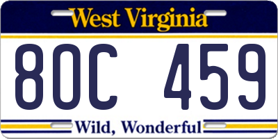 WV license plate 8OC459