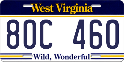 WV license plate 8OC460