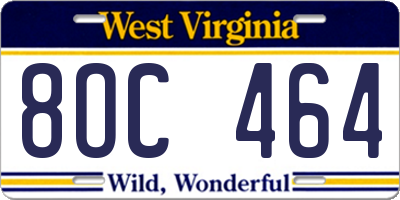 WV license plate 8OC464