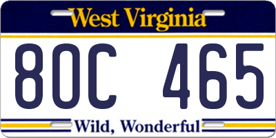 WV license plate 8OC465
