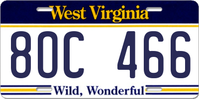 WV license plate 8OC466