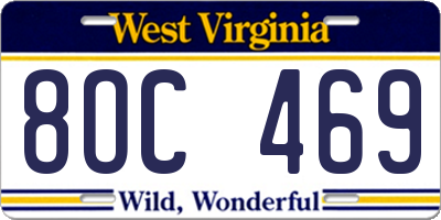 WV license plate 8OC469