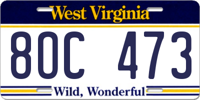 WV license plate 8OC473