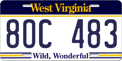 WV license plate 8OC483