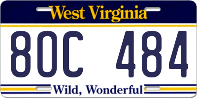 WV license plate 8OC484
