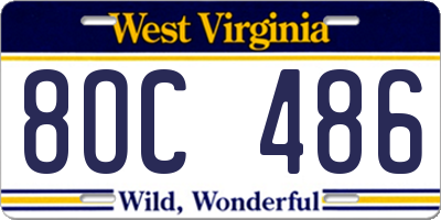 WV license plate 8OC486