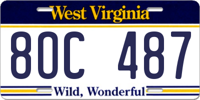 WV license plate 8OC487