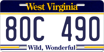 WV license plate 8OC490