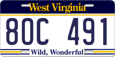 WV license plate 8OC491