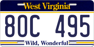 WV license plate 8OC495