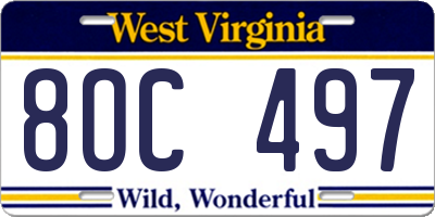 WV license plate 8OC497