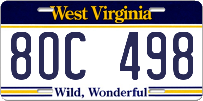WV license plate 8OC498