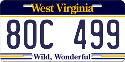 WV license plate 8OC499