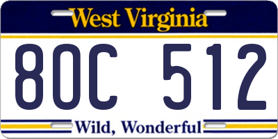 WV license plate 8OC512