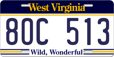 WV license plate 8OC513