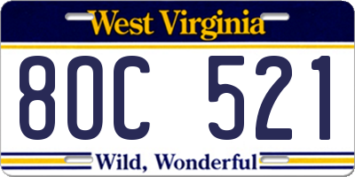 WV license plate 8OC521