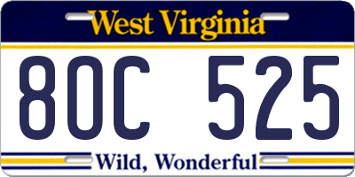 WV license plate 8OC525