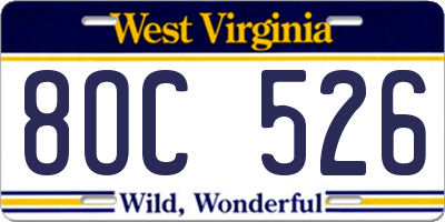 WV license plate 8OC526