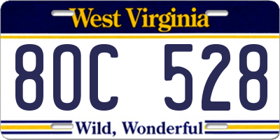 WV license plate 8OC528