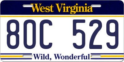 WV license plate 8OC529