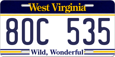 WV license plate 8OC535