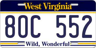 WV license plate 8OC552