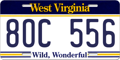 WV license plate 8OC556
