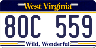 WV license plate 8OC559