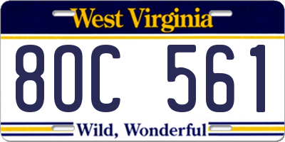 WV license plate 8OC561