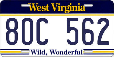 WV license plate 8OC562