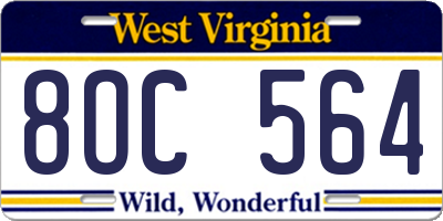 WV license plate 8OC564