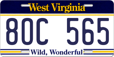 WV license plate 8OC565