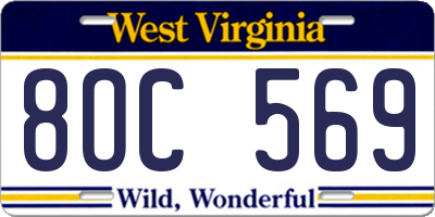 WV license plate 8OC569