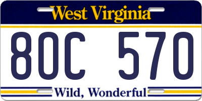 WV license plate 8OC570