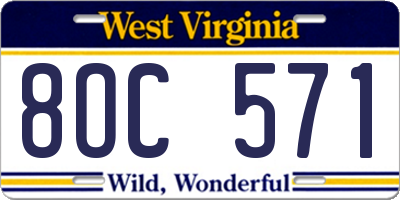 WV license plate 8OC571