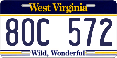 WV license plate 8OC572