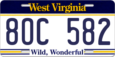 WV license plate 8OC582