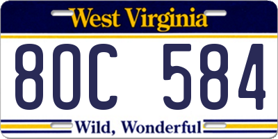 WV license plate 8OC584
