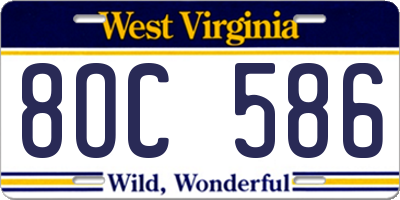 WV license plate 8OC586