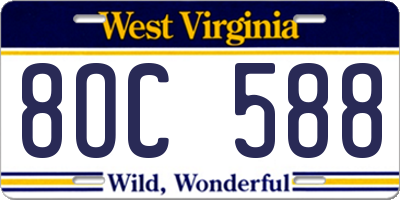 WV license plate 8OC588