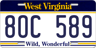 WV license plate 8OC589