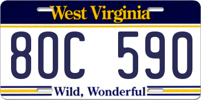 WV license plate 8OC590